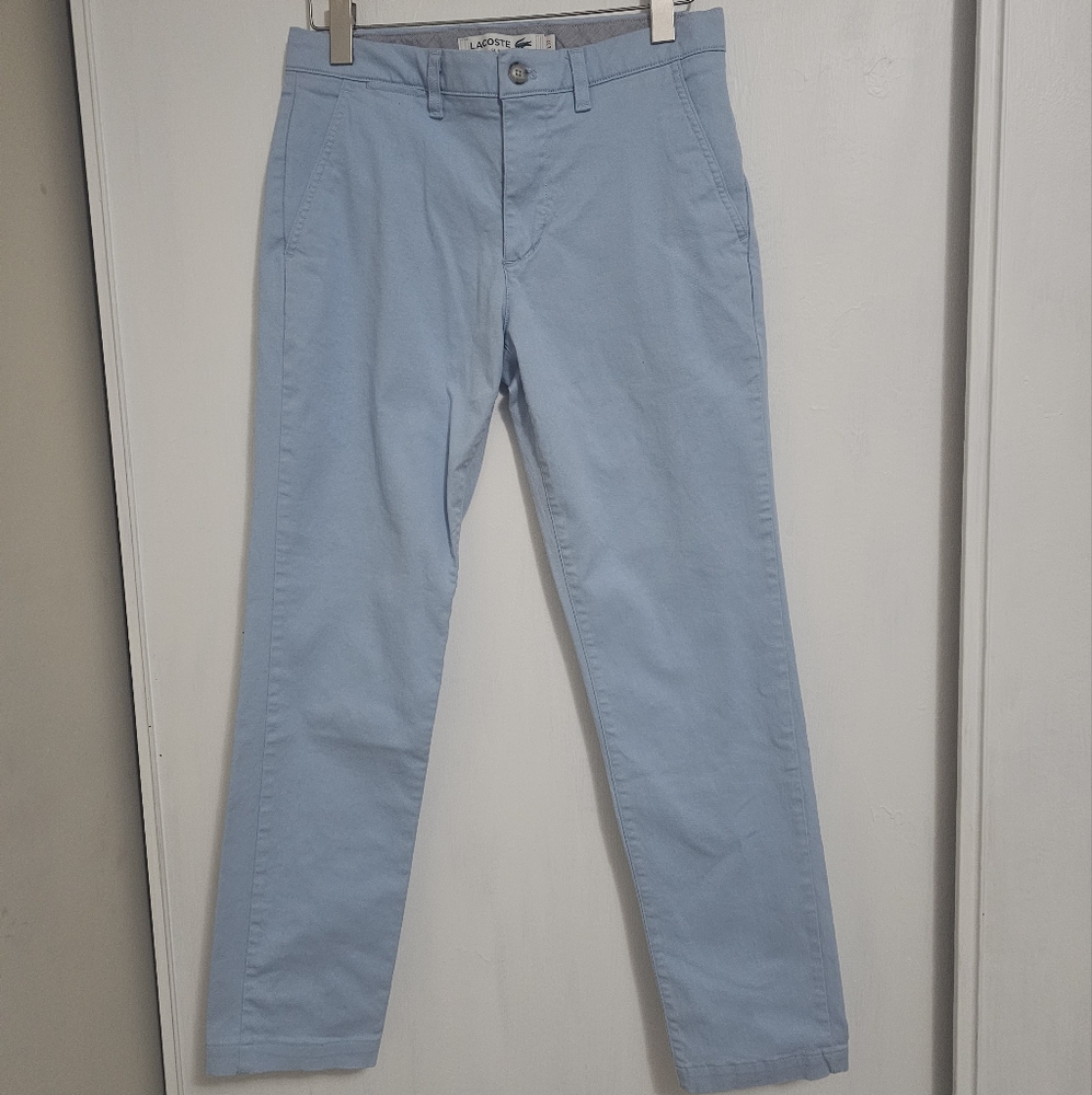 Lacoste pants, size US 32, slim fit, stretch in pale/sky blue